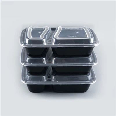 Qora to'rtburchaklar bir marta ishlatiladigan taom tayyorlangan ovqat idishlari